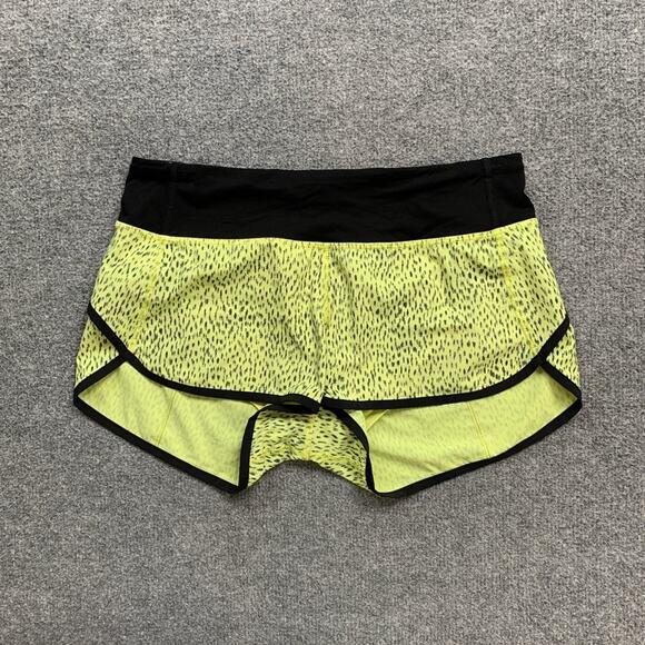 Lululemon Shorts Womens 4 Summer Pear Black Run Speed Printed Brief Lined Active - Picture 2 of 11